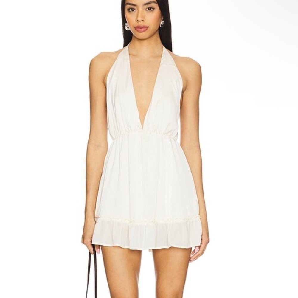 Amelie Teje Lilliana Sundress mini dress Ivory Cream Halter Neck Revolve S